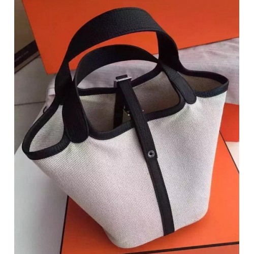 Hermes Picotin Lock 18cm Torba Canvas HPL8618T Czarna