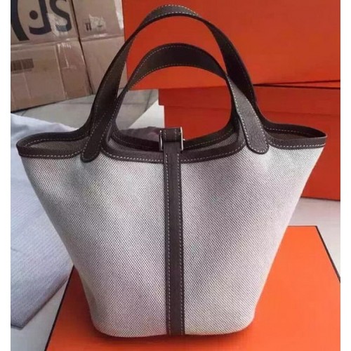 Torba Hermes Picotin Lock 18 cm Canvas HPL8618T Dark Grey