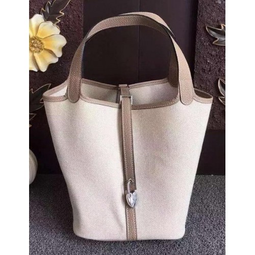 Hermes Picotin Lock 18cm Torba Canvas HPL8618T Szara