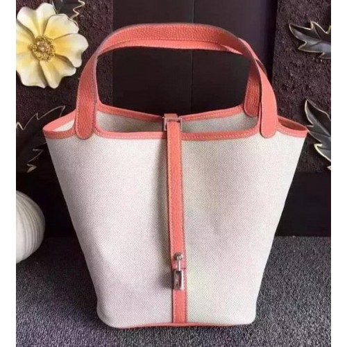 Hermes Picotin Lock 18cm Torba Canvas HPL8618T Jasnoróżowa