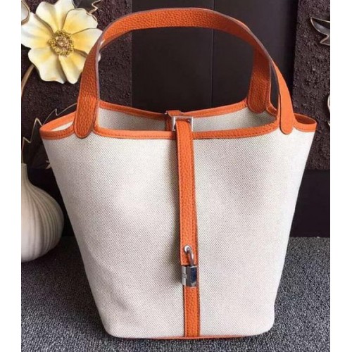 Hermes Picotin Lock 18cm Torba Canvas HPL8618T Pomarańczowa