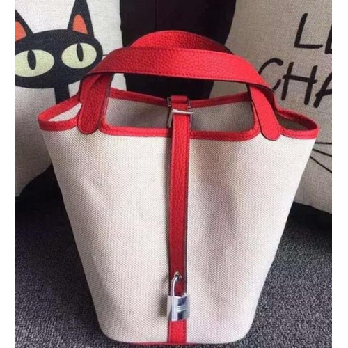 Hermes Picotin Lock 18cm Bag Canvas HPL8618T Red