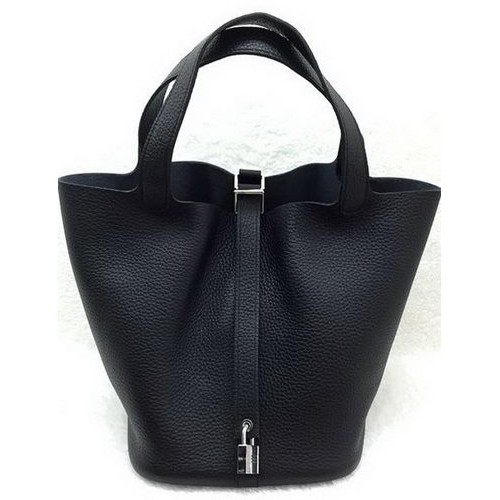 Hermes Picotin Lock 22cm Bags Litchi Leather HPL1048 Black