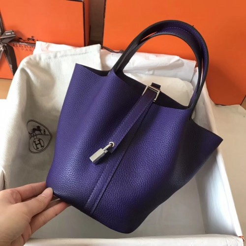 Hermes Picotin Lock PM Bags Original Leather H8688 fioletowy