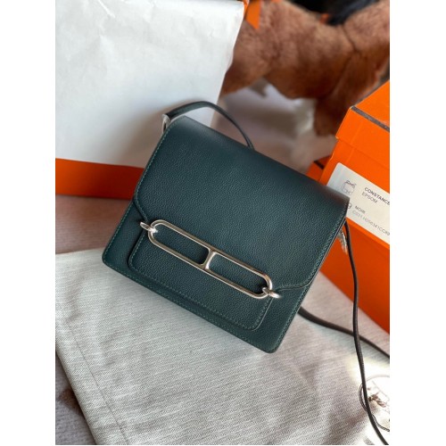 Hermes Roulis 19cm Evercolor 9D H9003 Lake water blackish green&Silver