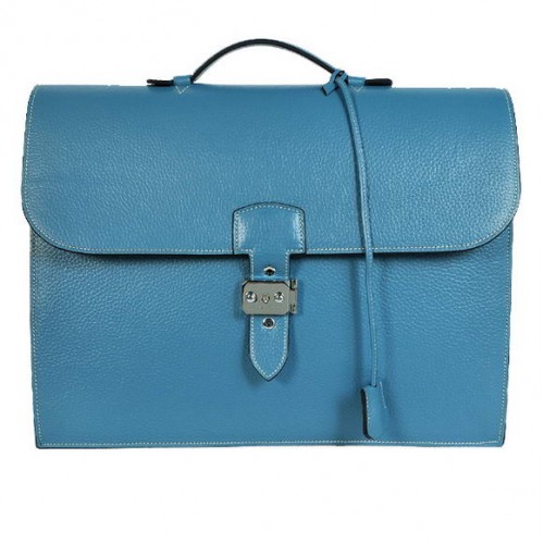 Hermes Sac Depeche 38cm Aktówka Clemence Blue