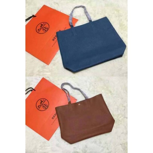 Torba dwustronna Hermes Shopper, oryginalna skóra, HS1209, niebiesko-pszeniczna