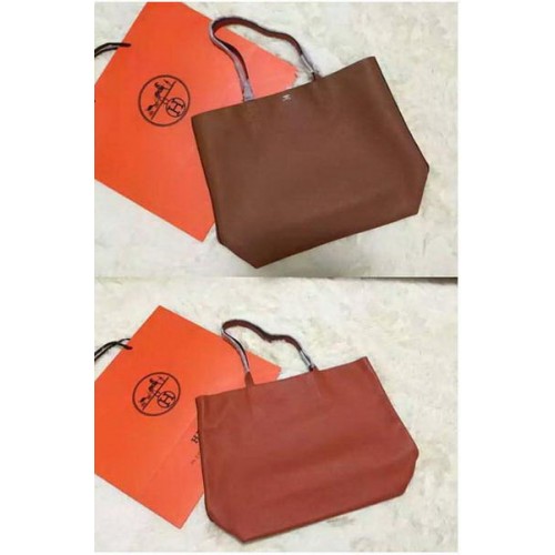 Torba dwustronna Hermes Shopper, oryginalna skóra, HS1209, pomarańczowa i pszeniczna