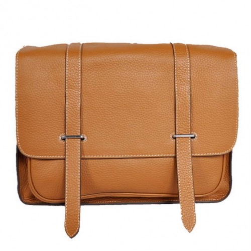 Hermes Steve 32CM Męska Torba Clemence Camel