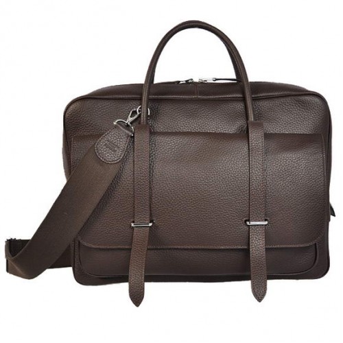 Hermes Steve 38CM Torba podróżna Clemence Leather Brown