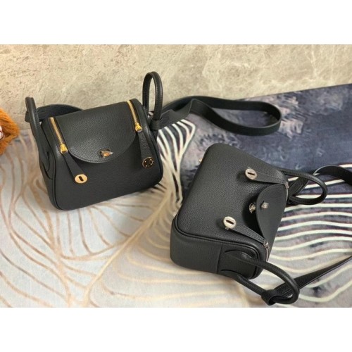 Hermes mini Lindy Original Togo Leather Bag OLD19 black