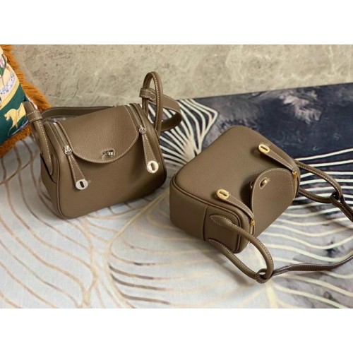 Hermes mini Lindy Original Togo Leather Bag OLD19 grey