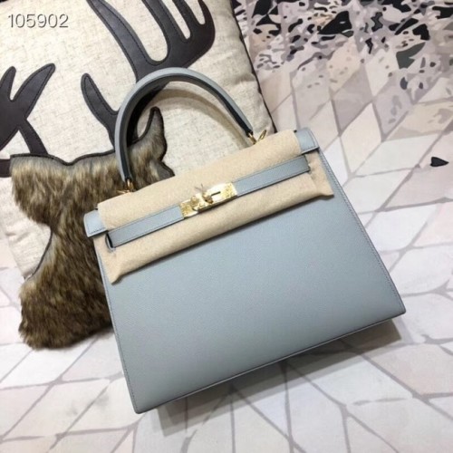 Oryginalna torebka Hermes Kelly Epsom Leather KL32 jasnoniebieska