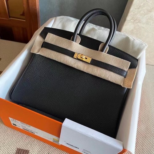 Oryginalna torebka Hermes Togo Leather HB25O w kolorze czarnym