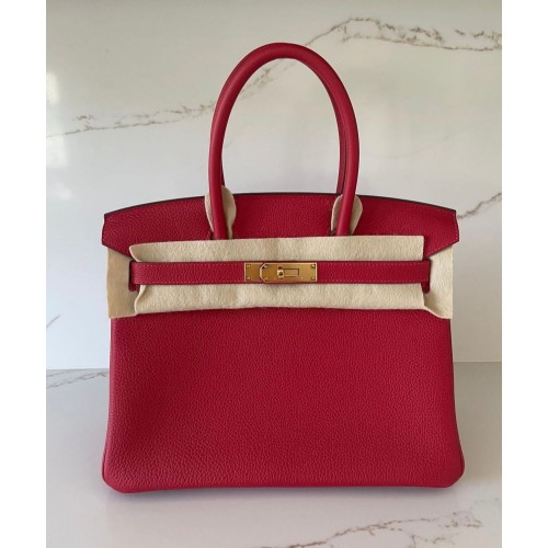 Oryginalna torebka Hermes Togo Leather HB25O w kolorze czerwonym