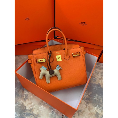 Oryginalna torebka Hermes Togo Leather HB35O Pomarańczowa