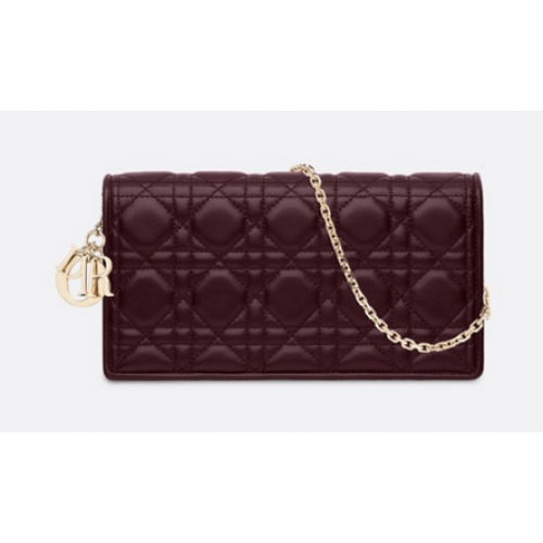 Kopertówka Lady Dior ze skóry jagnięcej S0204 Bordeaux