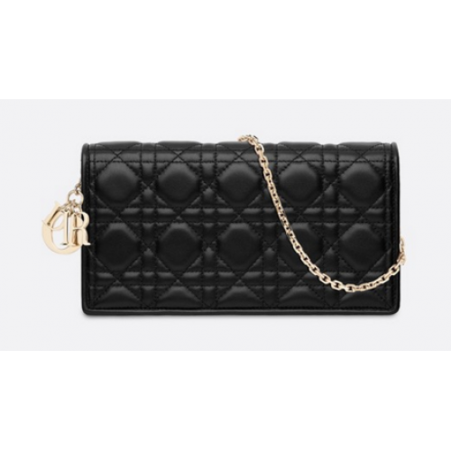 Kopertówka Lady Dior ze skóry jagnięcej S0204 czarna