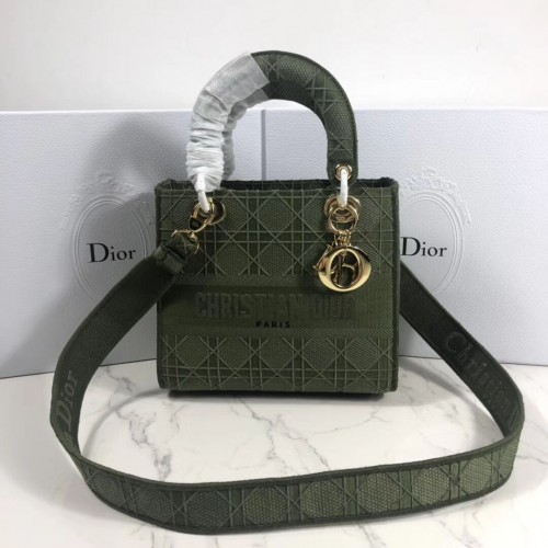 TOREBKA LADY DIOR Z HAFTU PŁÓTNA C4532 Czarna zieleń