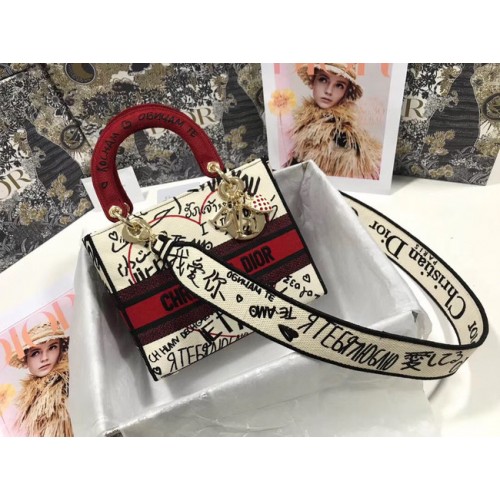 TORBA LADY DIOR DIOR TOTE Z HAFTEM Z PŁÓTNA 2550-2