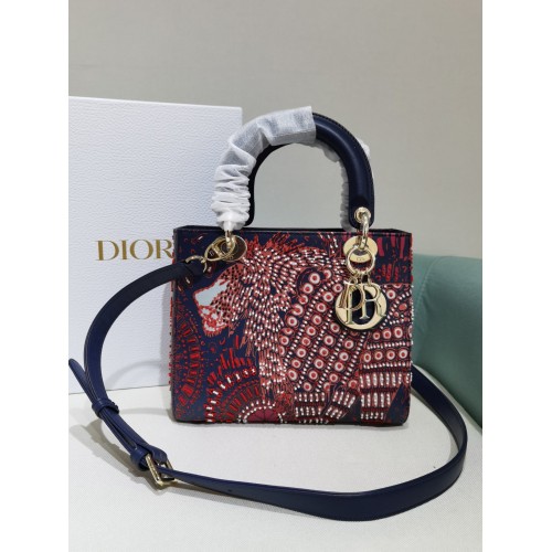 TORBA LADY DIOR DIOR TOTE Z HAFTEM Z PŁÓTNA 2553