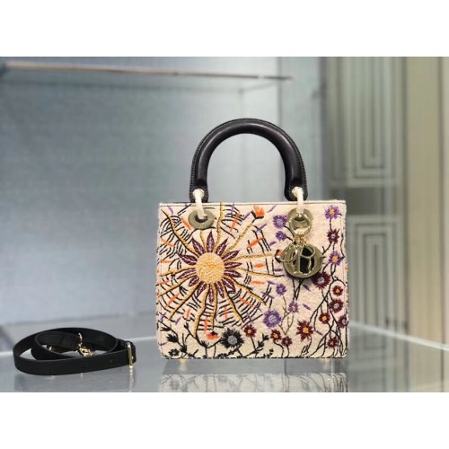 TORBA LADY DIOR DIOR TOTE Z HAFTEM Z PŁÓTNA CA0111-2