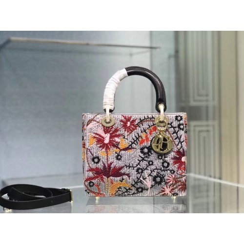 TORBA LADY DIOR DIOR TOTE Z HAFTEM Z PŁÓTNA CA0111-3