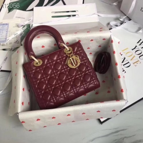 TOREBKA LADY DIOR LAMBSKIN CAL44550 burgundowa