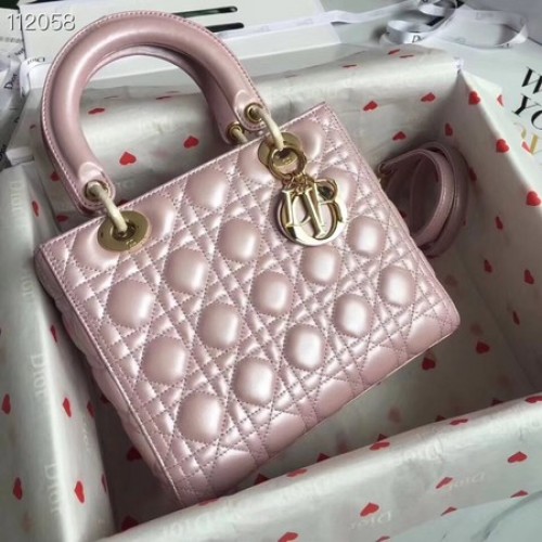 TOREBKA LADY DIOR LAMBSKIN CAL44550 perłowo-połyskowy róż