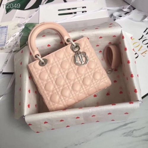 TOREBKA LADY DIOR LAMBSKIN CAL44550 metal w odcieniu różu i srebra