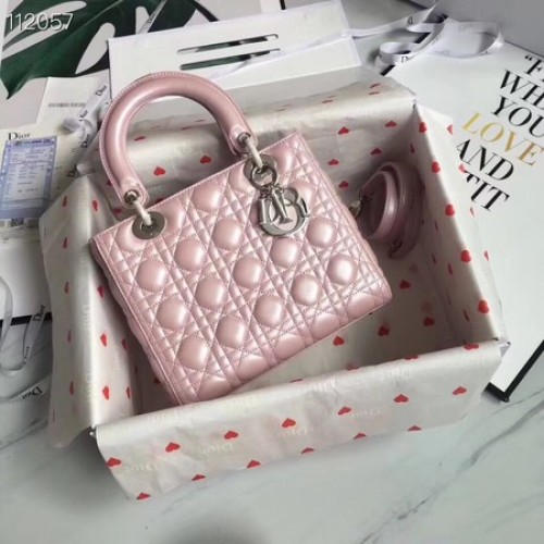 TOREBKA LADY DIOR LAMBSKIN CAL44550 metal w odcieniu różu i srebra