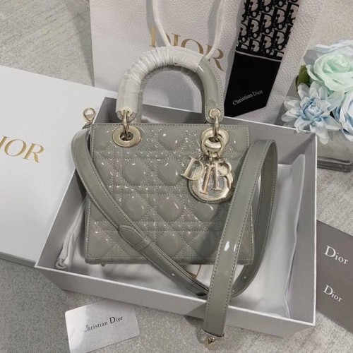LADY DIOR MY ABCDIOR BAG Szara lakierowana skóra cielęca Cannage M0538