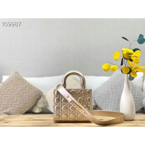 LADY DIOR MY ABCDIOR BAG złota Cannage Lambskin M0538O
