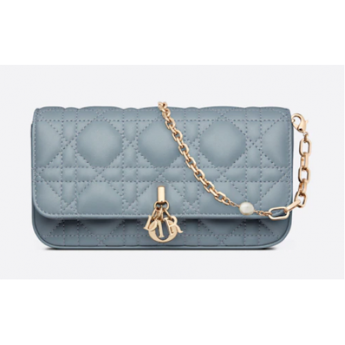 LADY DIOR ETUI NA TELEFON Cannage Lambskin S0977O Cloud Blue