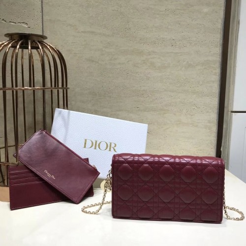 PORTFEL LADY DIOR Z owczej skóry C9025A Burgundowy