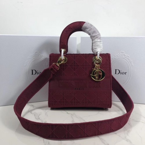 TORBA LADY DIOR Z HAFTU PŁÓTNA C4532 Bordeaux