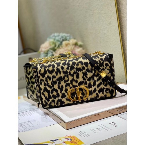 Duża torba Dior Caro Beżowa wielokolorowa haftowana aksamitna Mizza M9243UT