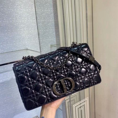 DUŻA TOREBKA DIOR CARO Importowana skóra woskowana M9243 czarna