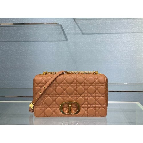 DUŻA TORBA DIOR CARO Miękka skóra cielęca Cannage M9243U w kolorze koniaku