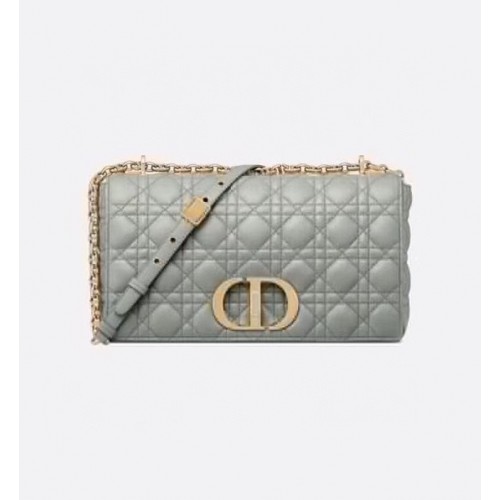 Duża torba Dior Caro Miękka skóra cielęca Cannage M9243U szara