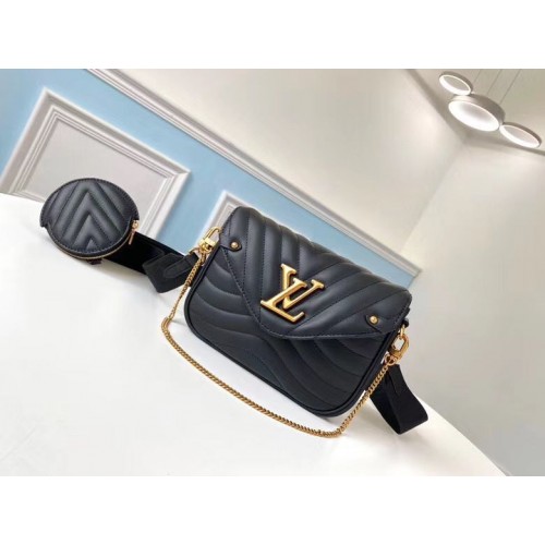 LOUIS VUITTON NEW WAVE Oryginalna skórzana torba na ramię M56466 Czarna
