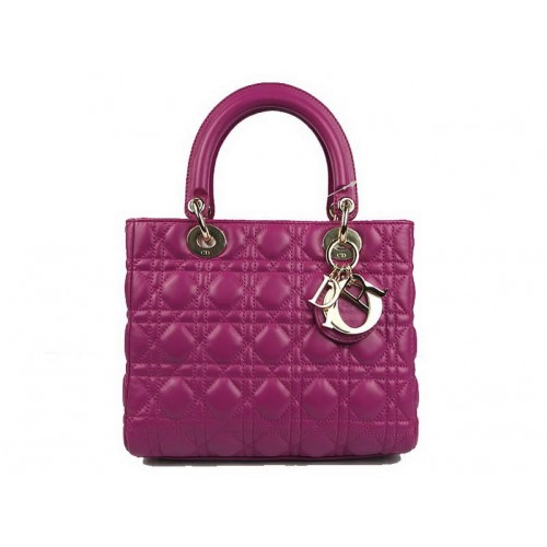 Christian Dior Lambskin Bags Lady Dior Bag CAL44550 Purple Golden