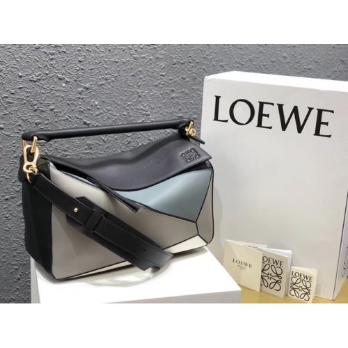 Loewe Puzzle Bag Original Leather B9124 niebiesko-biało-czarna