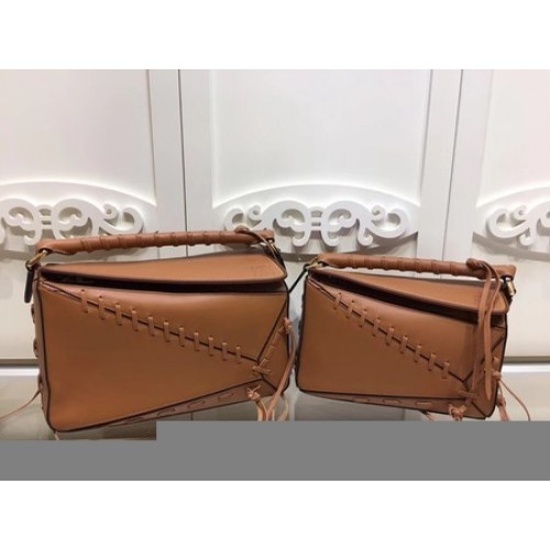 Torba Loewe Puzzle ze skóry cielęcej 9124, brązowa