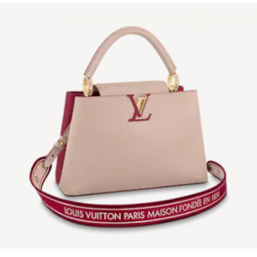 Louis Vuitton CAPUCINES MM M58608 Skorupka jajka i Lie de Vin Czerwona