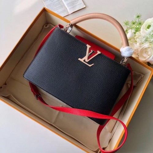 Louis Vuitton CAPUCINES PM M51814 czarno-różowo-czerwony