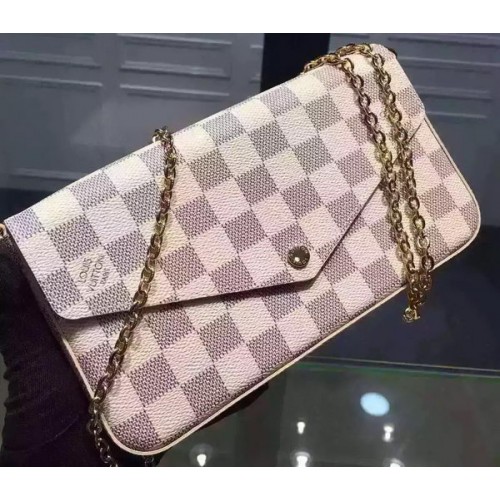 PORTFEL Louis Vuitton Damier Azur Canvas FELICIE Z ŁAŃCUCHEM N61276