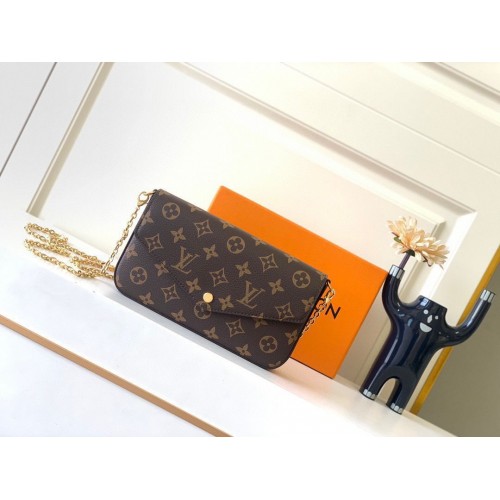 Portfel Louis Vuitton Monogram Canvas Felicie Chain Wallet M61276 Czerwony