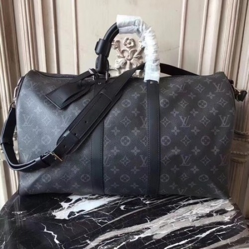 Louis Vuitton Monogram Eclipse Canvas KEEPALL 41418 LF Czarny
