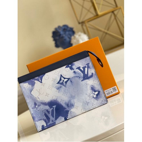 Monogram Louis Vuitton Eclipse POCHETTE VOYAGE MM M80460 Niebiesko-biały